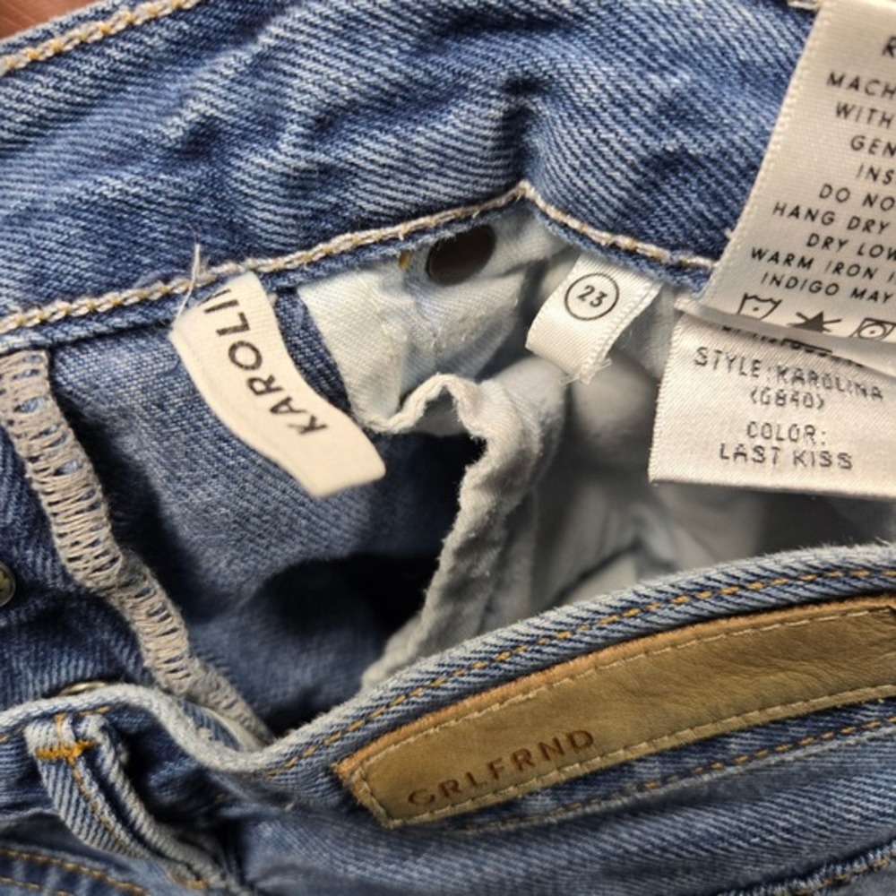 GRLFRND Karolina High Rise Skinny Jeans Last Kiss Light Wash Raw Hem Size 23 - Picture 3 of 6